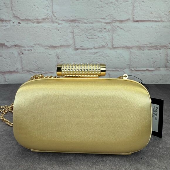 Badgley Mischka Crystal Gold Wrapped Framed Chain Clutch Crossbody NWT - Picture 5 of 12